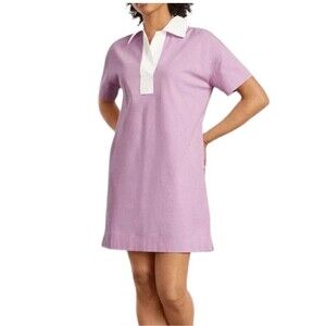EVERLANE Organic Cotton Short Sleeve Polo Tee Mini Dress S Mauve Pink NWT B91